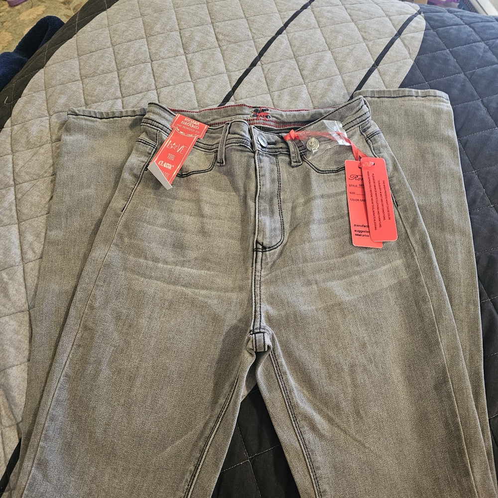 Slim Straight Grey Jeans with Washed Finish